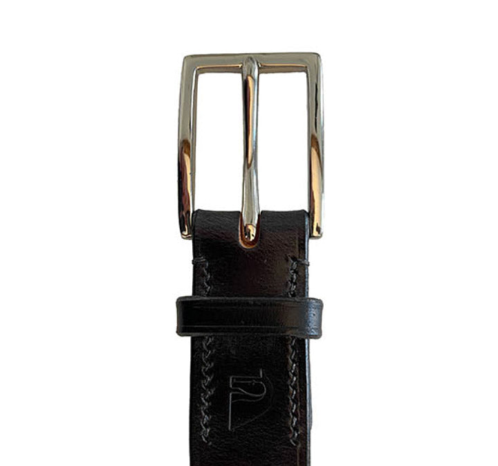 Redmayne Bridle Leather Belt - Black with Nickel Buckle