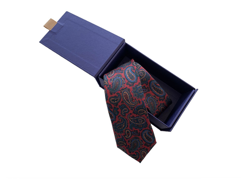 Redmayne Proper Paisley in Red Blue and Biscuit